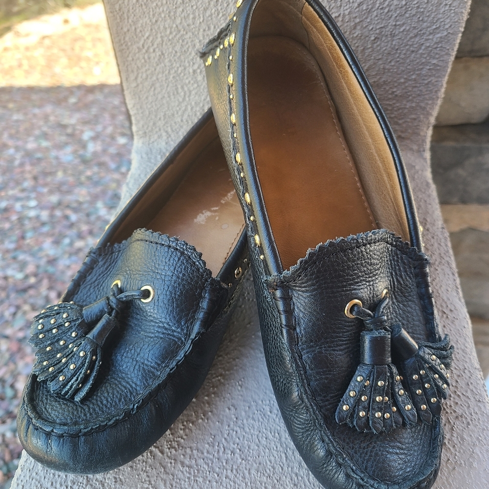Coach Norfolk Leather Driving Mocs Black Size 5 1/2
